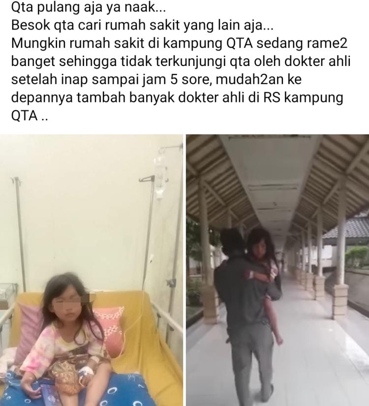 Bocah Ini Terpaksa Dibawa Pulang Karena Tak Kunjung Diperiksa Dokter Ahli di RSUD Kuansing