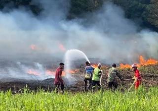 Karhutla di Teluk Bano Rokan Hilir, Helikopter Dikerahkan Petugas Berjibaku Padamkan Api