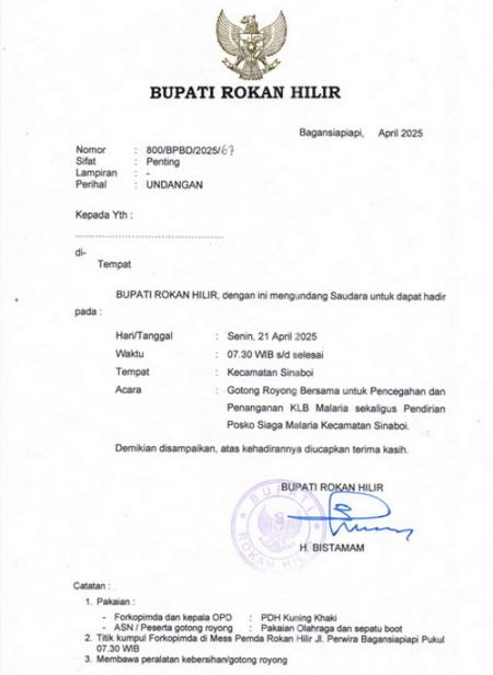 Bupati Rohil lmbau Gotong Royong dan Dirikan Posko Siaga Malaria