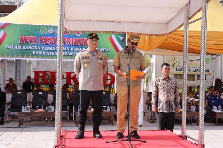 Kapolres dan Wakil Bupati Rohil Pimpin Apel Kesiapsiagaan Penanganan Banjir