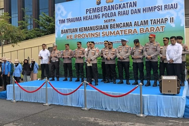 Pulihkan Psikologis Korban Bencana, Polda Riau Kirim Tim Trauma Healing dan Bantuan Tahap II ke Agam