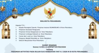 Pemko Pekanbaru Terbitkan SE Pedoman Aktivitas Ramadan
