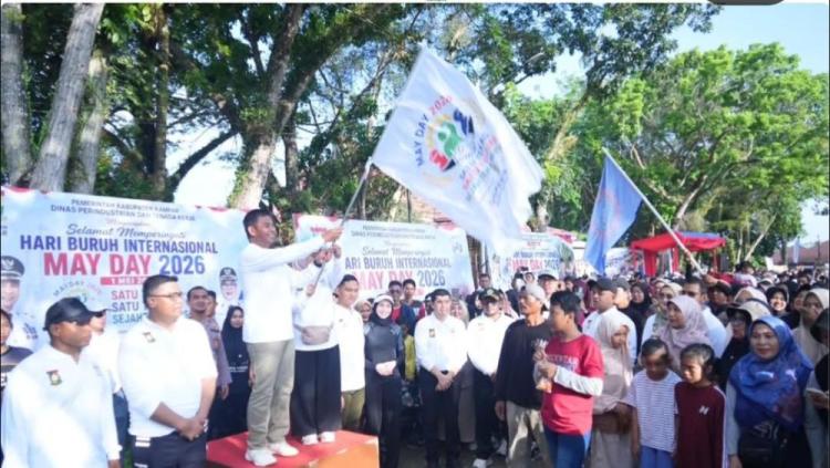 Semarak May Day di Kampar, Bupati Tekankan Kebersamaan