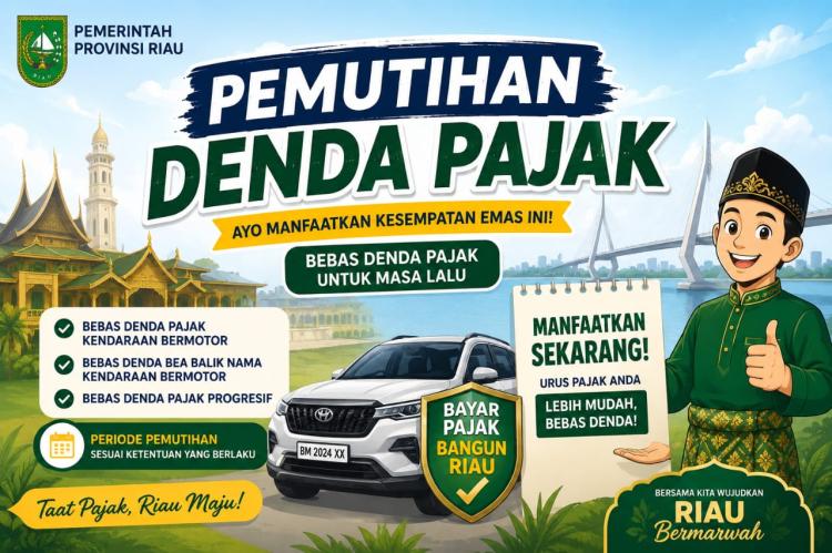 Hadiah HUT ke-69 Riau untuk Warga, Denda Pajak Kendaraan Dihapus Sebulan Penuh